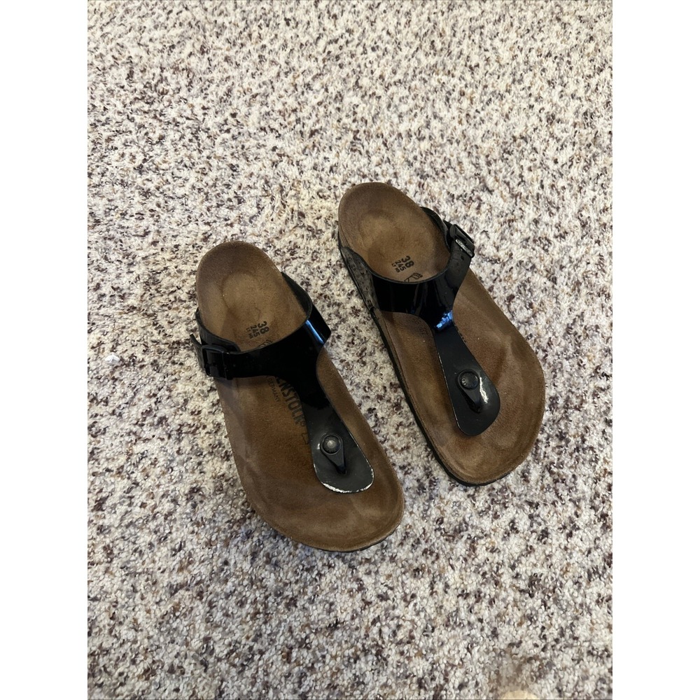 Birkenstock New Gizeh Black Birko Flor Regular Width  Size‎ 38
